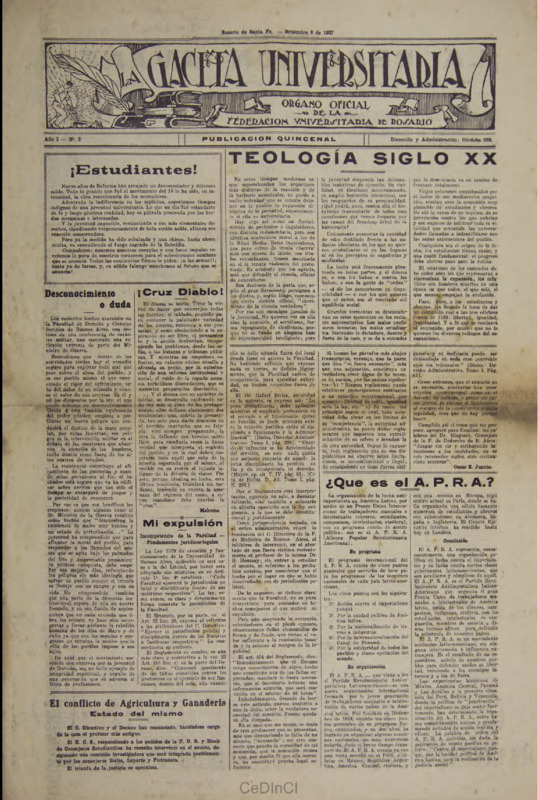 La Gaceta Universitaria. Órgano de la Federación Universitaria de Rosario nº 3