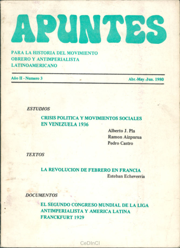 Apuntes para la historia del movimiento obrero y antimperialista latinoamericano nº 3