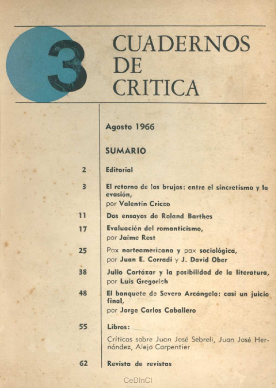Cuadernos de Crítica. Revista de crítica e investigación cultural nº 3