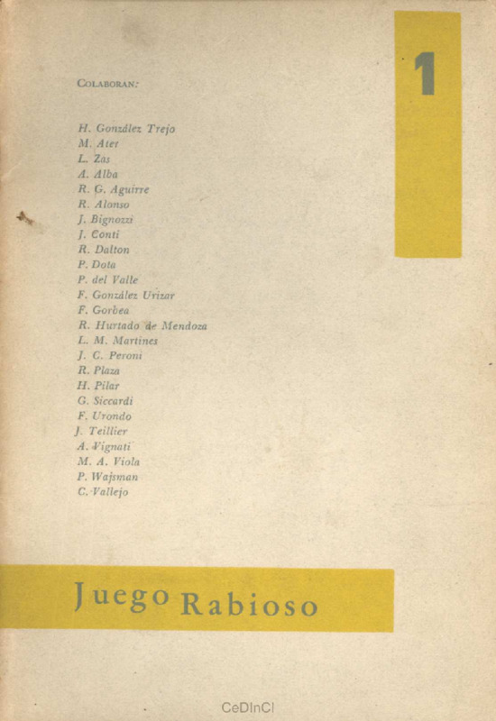 Juego Rabioso. Revista literaria nº 1